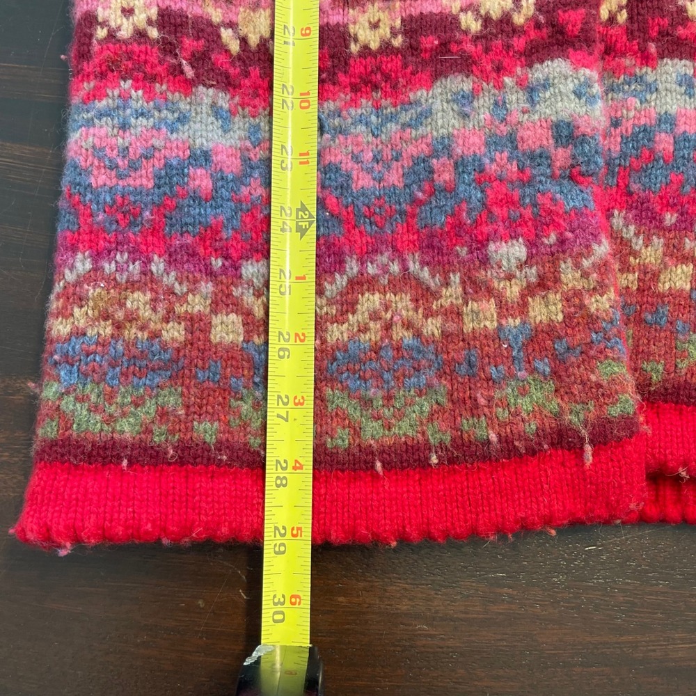 Sundance Lambswool Fair Isle Longline Cardigan Sweater Red Petite Medium PM - Picture 7 of 7